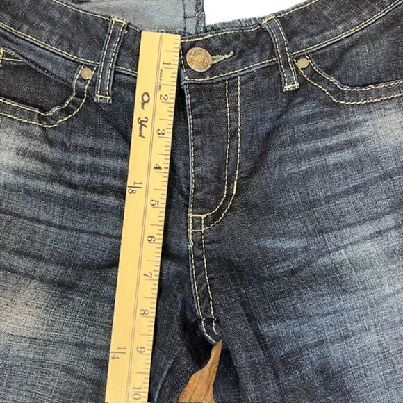 ROCK 47 by Wrangler Boot Cut Embellished Jeans Metallic Gold Women's Size 28 - Picture 5 of 12